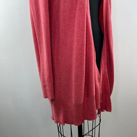 EILEEN FISHER Pink Organic Cotton Long Sleeve Open Front Knit Cardigan Sweater M - Picture 3 of 9